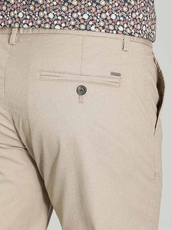 Indian Terrain Men's Slim Fit Printed Beige Trousers